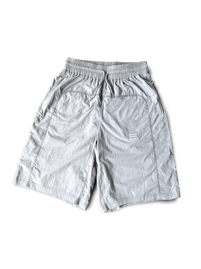 KROEN GREY NYLON OVERLOCK SHORTS
