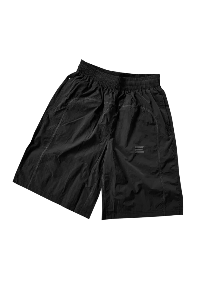 KROEN BLACK NYLON OVERLOCK SHORTS
